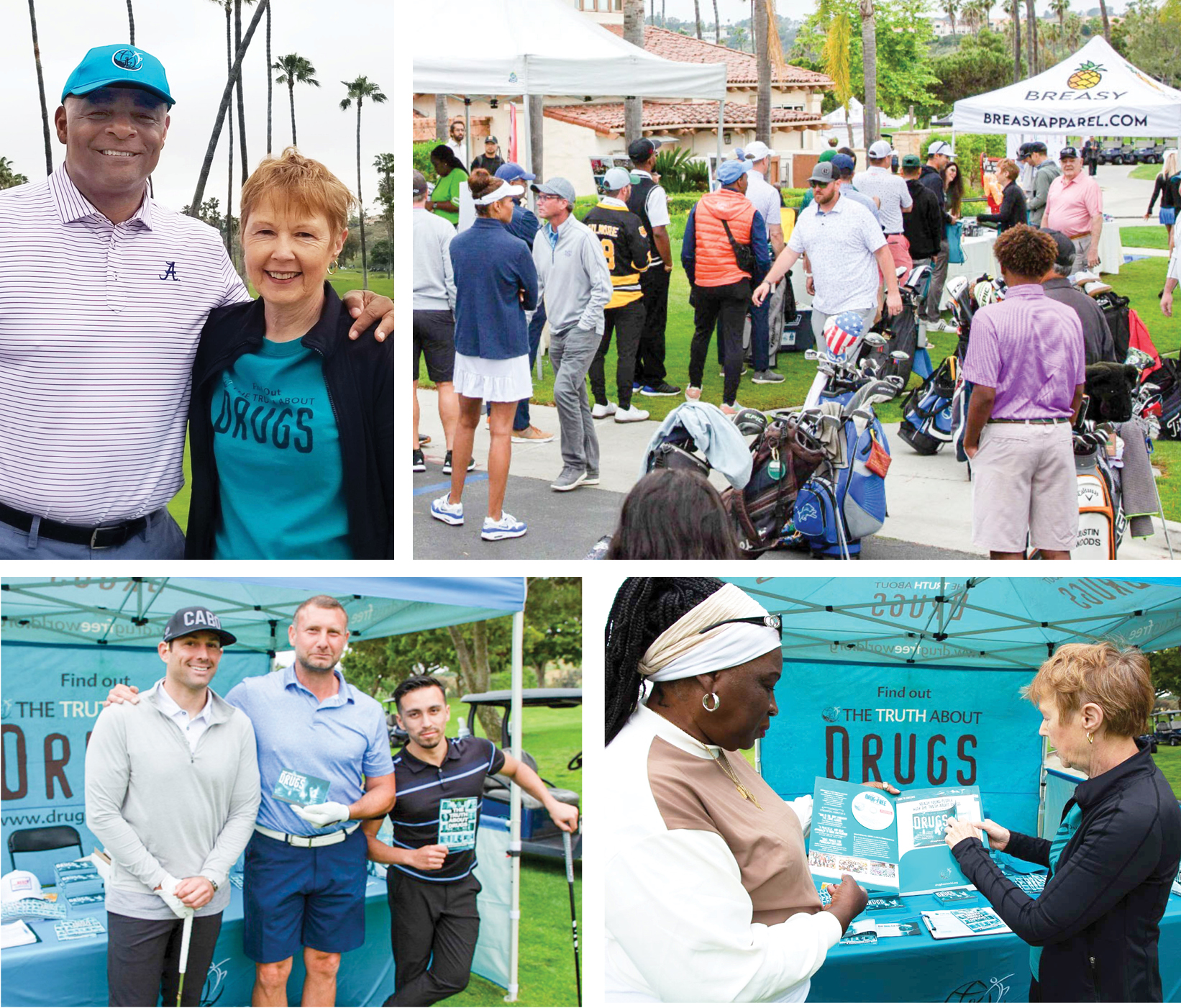 Andre Reed with the Reed Foundation and Drug-Free World swag bag containing Truth About Drugs education materials for annual Celebrity Golf Tournament attendees.